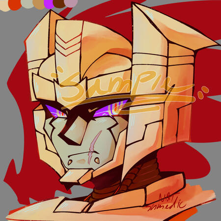 Rendered, bust w simple backgrounf