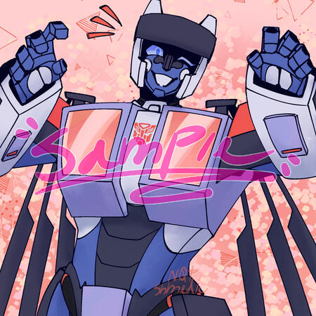 Colored line-art, halfbody w simple background